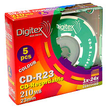 Диск СD-R Digitex 210Mb, 24x, 8см, Slim
