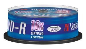 Диск DVD-R Verbatim 4,7 Gb, 16x, Cake Box (25шт)
