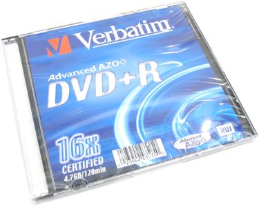  DVD+R Verbatim 4,7 Gb, 16x, Slim