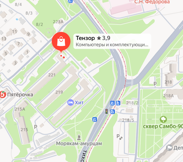 Схема проезда г. Хабаровск, ул. Тихоокеанская, д. 221, пом. 1